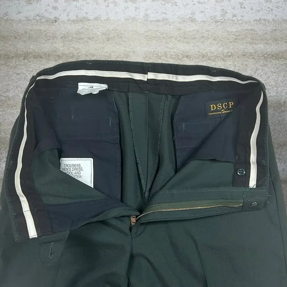 Vintage 90s Military Dress Pants 34x30 Baggy Wide Leg Fit Surge Green Flat Front